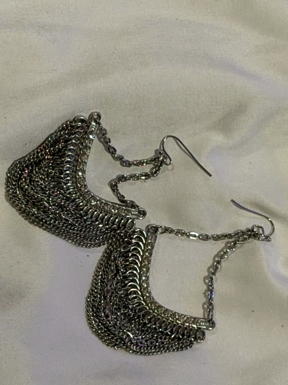 Silver Chainmail Dangle Earrings - Women Jewelry